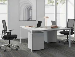 Professioneel Bureau Voor 2 Personen - Wit - L140 Cm - Downtown