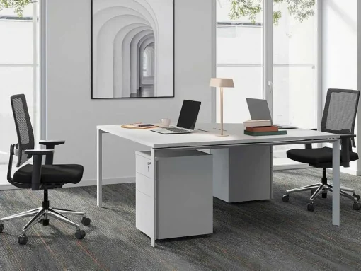 Professioneel Bureau Voor 2 Personen - Wit - L140 Cm - Downtown