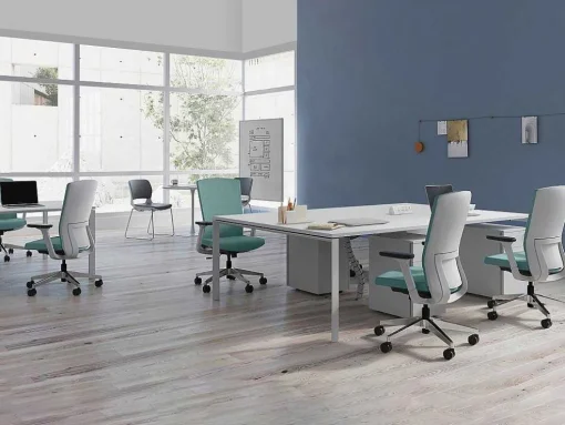 Professioneel Bureau Voor 4 Personen - Wit - L120 Cm - Downtown