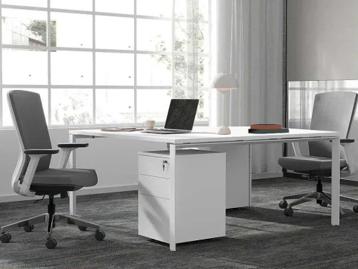 Professioneel Bureau Voor 2 Personen - Wit - L140 Cm - Downtown
