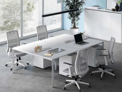 Professioneel Bureau Voor 4 Personen - Wit - L120 Cm - Downtown