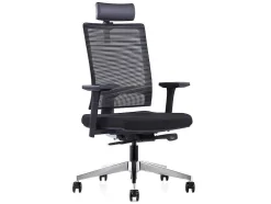 Professionele Ergonomische Bureaustoel - Met Hoofdsteun - Stof - Zwart - Wallstreet