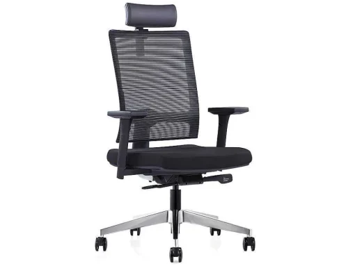 Professionele Ergonomische Bureaustoel - Met Hoofdsteun - Stof - Zwart - Wallstreet