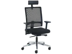 Professionele Ergonomische Bureaustoel - Met Hoofdsteun - Stof - Zwart - Wallstreet