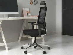 Professionele Ergonomische Bureaustoel - Met Hoofdsteun - Stof - Zwart - Wallstreet