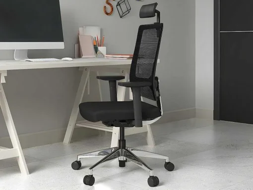 Professionele Ergonomische Bureaustoel - Met Hoofdsteun - Stof - Zwart - Wallstreet