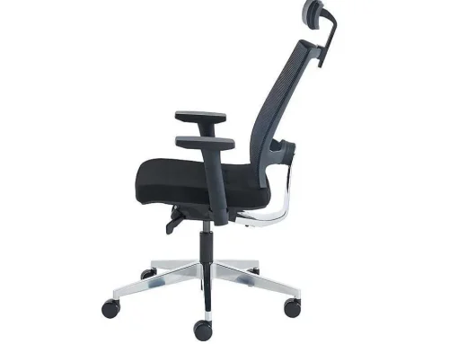 Professionele Ergonomische Bureaustoel - Met Hoofdsteun - Stof - Zwart - Wallstreet