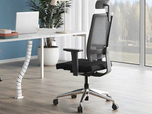Professionele Ergonomische Bureaustoel - Met Hoofdsteun - Stof - Zwart - Wallstreet