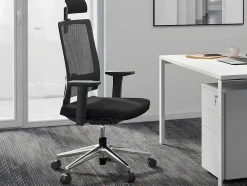 Professionele Ergonomische Bureaustoel - Met Hoofdsteun - Stof - Zwart - Wallstreet