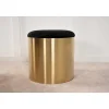 Puff Poef, Hocker O45Cm Velours Zwart, Messing.