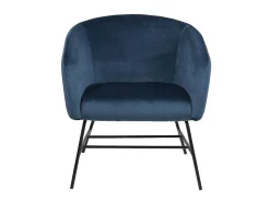 Ramy Fauteuil In Marineblauwe Stof En Zwart Metalen Onderstel.