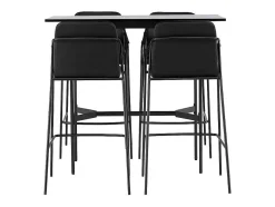 Rax Barmeubelset Bartafel Zwart En 4 Tvist Barstoelen Zwart.
