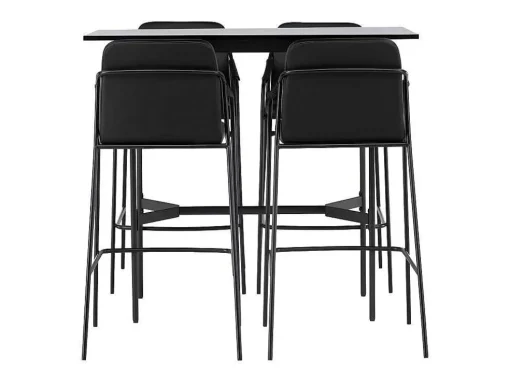 Rax Barmeubelset Bartafel Zwart En 4 Tvist Barstoelen Zwart.