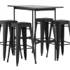 Rax Barmeubelset Bartafel Zwart En 4 Tempe Barstoelen Zwart.