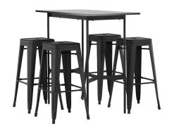 Rax Barmeubelset Bartafel Zwart En 4 Tempe Barstoelen Zwart.