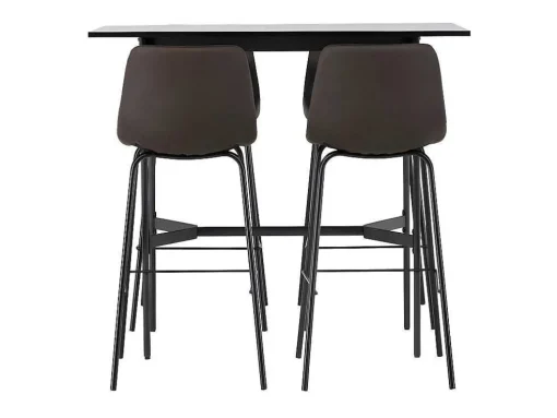 Rax Barmeubelset Bartafel Zwart En 4 Alexi Barstoelen Bruin.