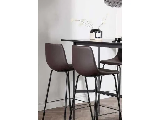 Rax Barmeubelset Bartafel Zwart En 4 Alexi Barstoelen Bruin.