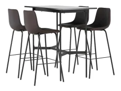 Rax Barmeubelset Bartafel Zwart En 4 Alexi Barstoelen Bruin.