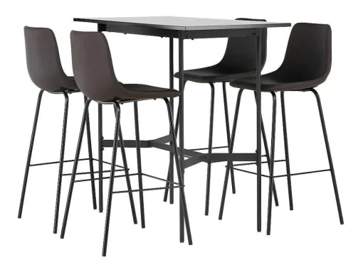 Rax Barmeubelset Bartafel Zwart En 4 Alexi Barstoelen Bruin.