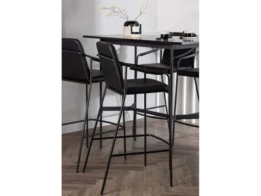 Rax Barmeubelset Bartafel Zwart En 4 Tvist Barstoelen Zwart.