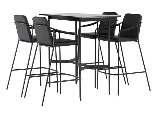 Rax Barmeubelset Bartafel Zwart En 4 Tvist Barstoelen Zwart.