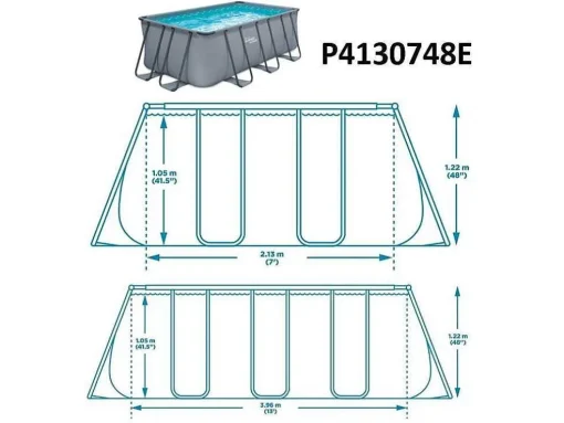Rechthoekig Buisvormig Zwembad Met Patroonfilterpomp - L396 X B213 X H122 Cm - Antraciet - Bantayan