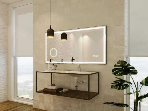 Rechthoekige Badkamerspiegel Met Licht En Digitale Klok - 120 X 60 Cm Aitana