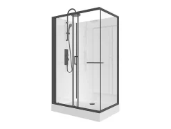 Rechthoekige Douchecabine Omkeerbare Plaatsingsrichting - Matzwart - L110 X B80 X H225 Cm Zodani