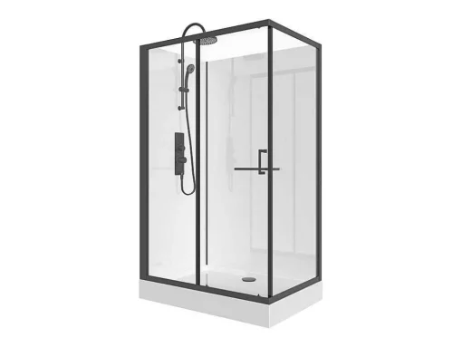 Rechthoekige Douchecabine Omkeerbare Plaatsingsrichting - Matzwart - L110 X B80 X H225 Cm Zodani