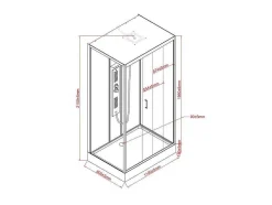 Rechthoekige Douchecabine Met Massagestralen Plaatsingsrichting Naar Keuze L120 X B80 X H215 Cm Sulipa