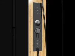 Rechthoekige Hydromassage Douchecabine Met Bamboe - Omkeerbare Installatie - Mat Zwart - L120 X B80 X H225 Cm - Vituna