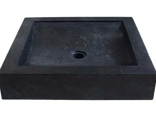 Rechthoekige Marmeren Wastafel - Zwart - 50 Cm - Sourgout