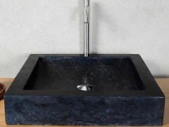 Rechthoekige Marmeren Wastafel - Zwart - 50 Cm - Sourgout