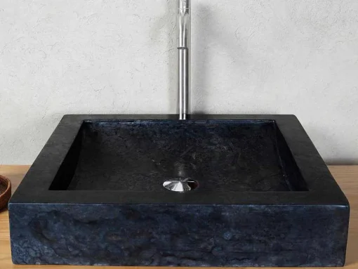 Rechthoekige Marmeren Wastafel - Zwart - 50 Cm - Sourgout