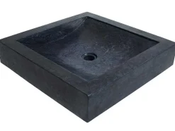 Rechthoekige Marmeren Wastafel - Zwart - 50 Cm - Sourgout