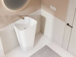 Rechthoekige Staande Wastafel Van Solid Surface - Wit - Tilicho