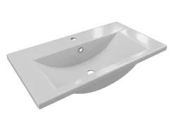 Rechthoekige Voorbouwwastafel Voor Badkamer Van Keramiek - 71,5 Cm - Wit - Yasmac Ii