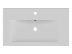 Rechthoekige Voorbouwwastafel Voor Badkamer Van Keramiek - 71,5 Cm - Wit - Yasmac Ii