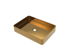 Rechthoekige Wastafel Om Te Plaatsen - Geborsteld Goudkleurig - L50 X B35,2 Cm - Demarquy