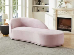 Rechtse Chaise Longue Met Bekleding In Roze Fluweel Lonigo Van Pascal Morabito