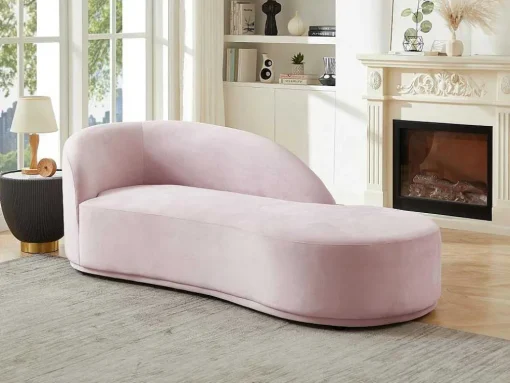 Rechtse Chaise Longue Met Bekleding In Roze Fluweel Lonigo Van Pascal Morabito