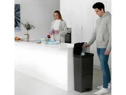 Recyclingvuilnisbak Met 3 Compartimenten - Gerecycled Plastic - 80L - Antraciet - Vanern