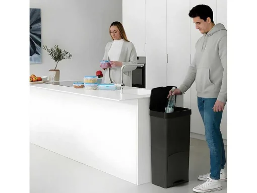 Recyclingvuilnisbak Met 3 Compartimenten - Gerecycled Plastic - 80L - Antraciet - Vanern