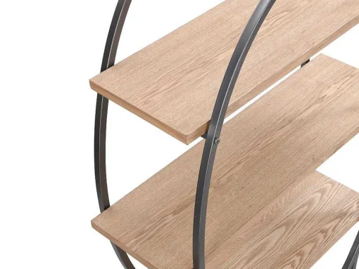 Rek Met 3 Legplanken In Mdf En Metaal - Houtlook En Zwart - Lolana