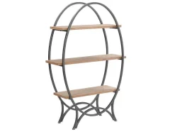 Rek Met 3 Legplanken In Mdf En Metaal - Houtlook En Zwart - Lolana