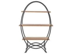 Rek Met 3 Legplanken In Mdf En Metaal - Houtlook En Zwart - Lolana