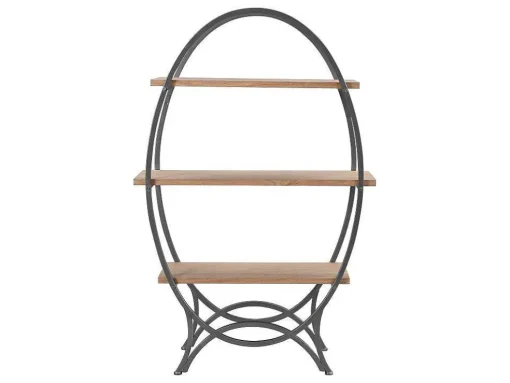 Rek Met 3 Legplanken In Mdf En Metaal - Houtlook En Zwart - Lolana