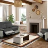 Relax Driezitsbank + Fauteuil Van Microvezel Talca - Antraciet En Licht Grijs