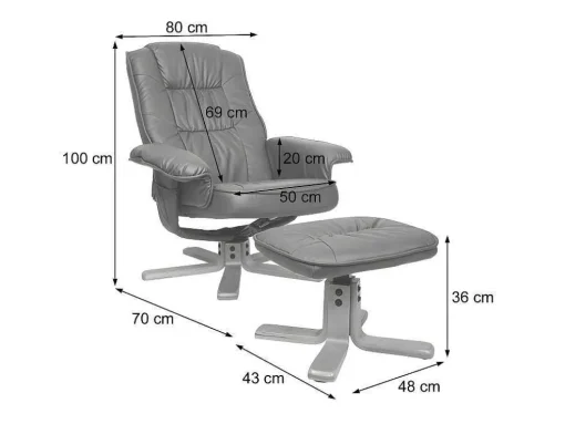 Relaxfauteuil H56 Met Kruk, Bordeaux