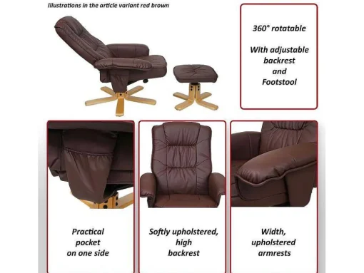Relaxfauteuil H56 Met Kruk, Bordeaux